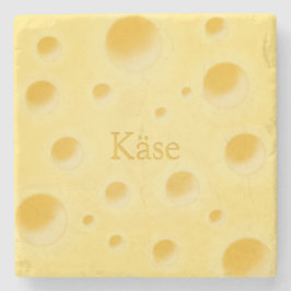 "Cheese" på tyska Cute Cheese Slice Anpassningsbar Stenunderlägg