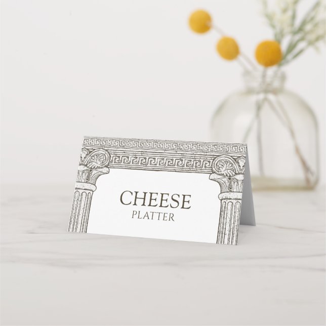 Cheese Platter Buffet Sign, Etikett för Toga Party Placeringskort (Framsida)