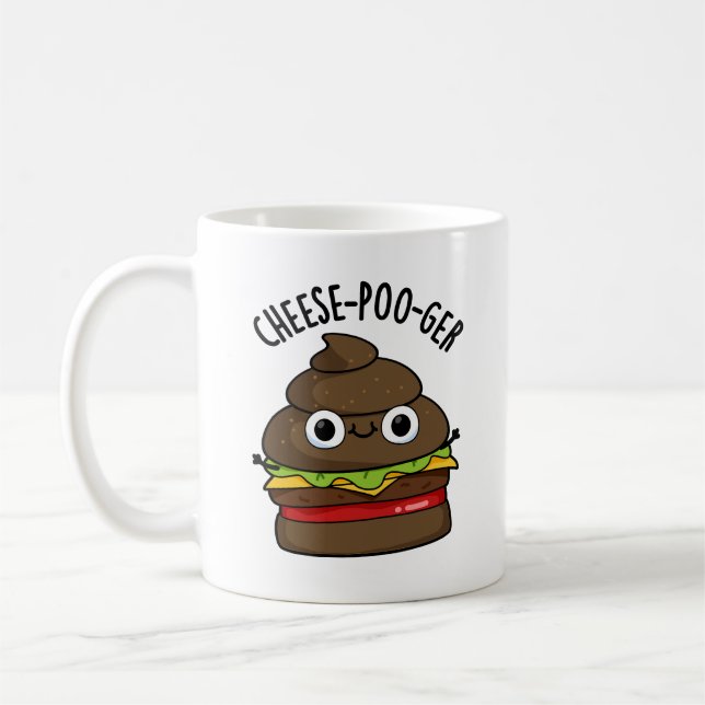 Cheese-poo-ger Funny Poop Pun Kaffemugg (Vänster)