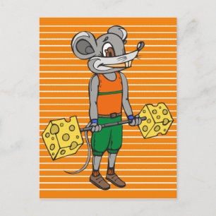 Cheese Weightlift Mouse Vykort