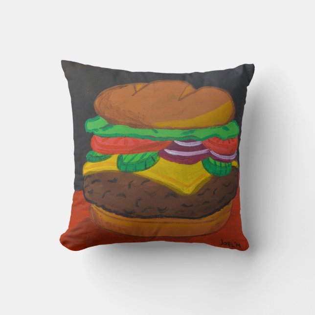 Cheeseburger 16 x 16 kvadrerar kudder kudde (Framsida)