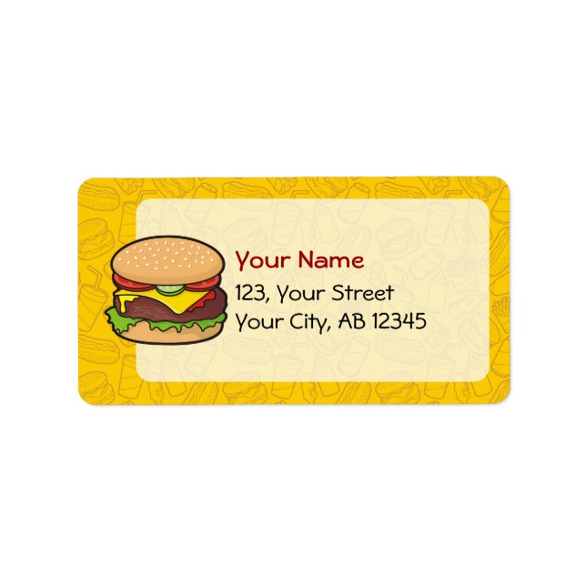 Cheeseburger Adressetikett (Framsidan)