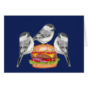 Cheeseburger Bird Tahoe Mountain Chickadee Hälsningskort