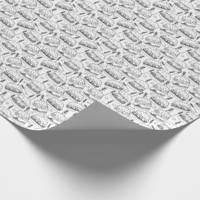 Cheeseburger Black and White Färg Din egen Presentpapper (Hörn)
