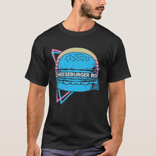 Cheeseburger Boy  Burger Retro T Shirt (Framsida)