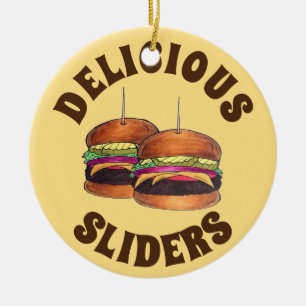 Cheeseburger Burger Hamburger Sliders Pub Food Julgransprydnad Keramik