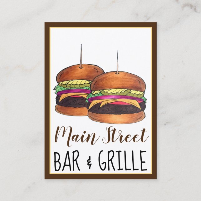 Cheeseburger Burger Hamburger Sliders Pub Pub Visitkort (Framsida)