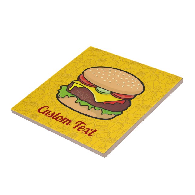 Cheeseburger Ceramic Tile Kakelplatta (Sidan)