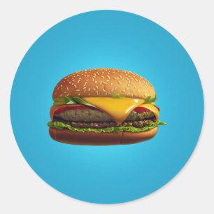 Cheeseburger Classic Round Sticker Runt Klistermärke