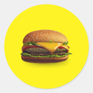 Cheeseburger Classic Round Sticker Runt Klistermärke