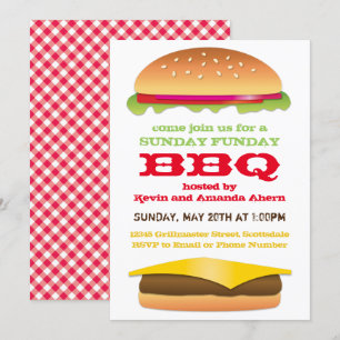 Cheeseburger för söndagFunday BBQ Inbjudningar