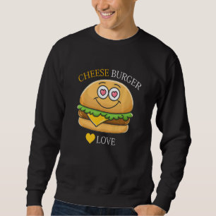 Cheeseburger Fransk Fry & Hamburger Food Heart Lång Ärmad Tröja