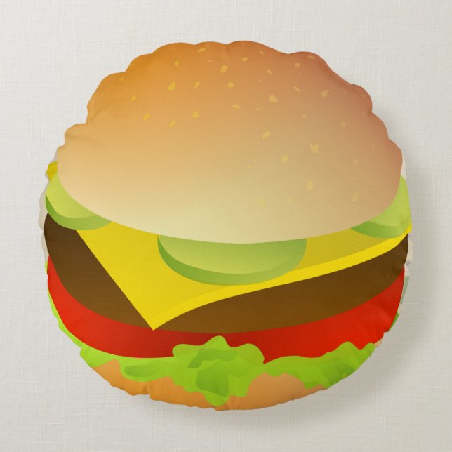 CHEESEBURGER Funny Pillows Rund Kudde (Framsidan)