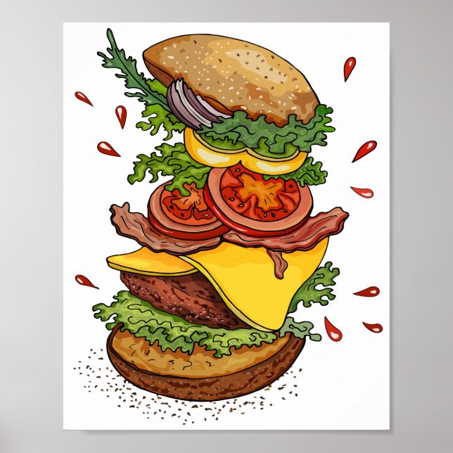 Cheeseburger Hamburger Burger Funny Food Poster (Framsidan)