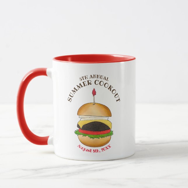 Cheeseburger Hamburger Burger Picnic Barbecue BBQ Mugg (Vänster)