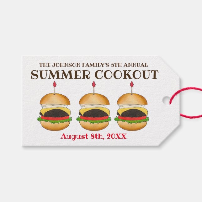Cheeseburger Hamburger Burger Picnic Barbecue BBQ Presentetikett (Framsidan (Horisontell))