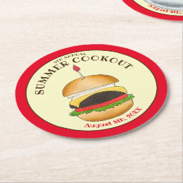 Cheeseburger Hamburger Burger Picnic Barbecue BBQ Underlägg Papper Rund