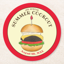 Cheeseburger Hamburger Burger Picnic Barbecue BBQ Underlägg Papper Rund