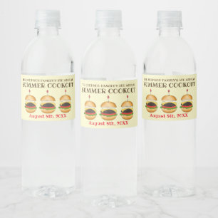Cheeseburger Hamburger Burger Picnic Barbecue BBQ Vattenflaskor Etikett