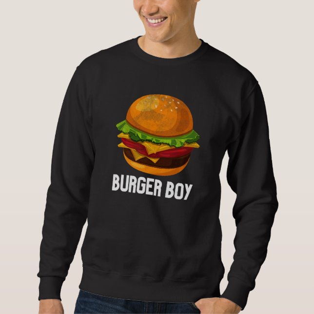 Cheeseburger Hamburger Fast Food Burger Boy Costum Lång Ärmad Tröja (Framsida)