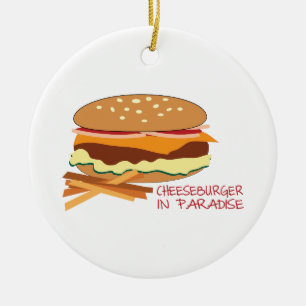 Cheeseburger i paradis julgransprydnad keramik