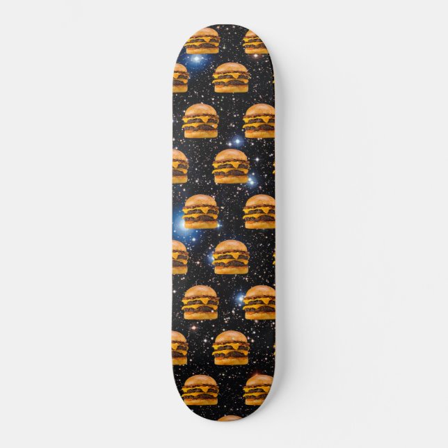 Cheeseburger i utrymme mini skateboard bräda 18,5 cm (Framsida)