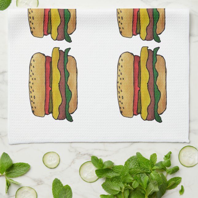 Cheeseburger Kitchen Towel Kökshandduk (Vikta)