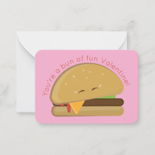 Cheeseburger Mini Barn Valentine Kort Rosa