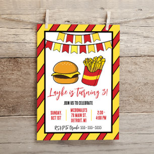 Cheeseburger och pommes födelsedagsfest inbjudningar