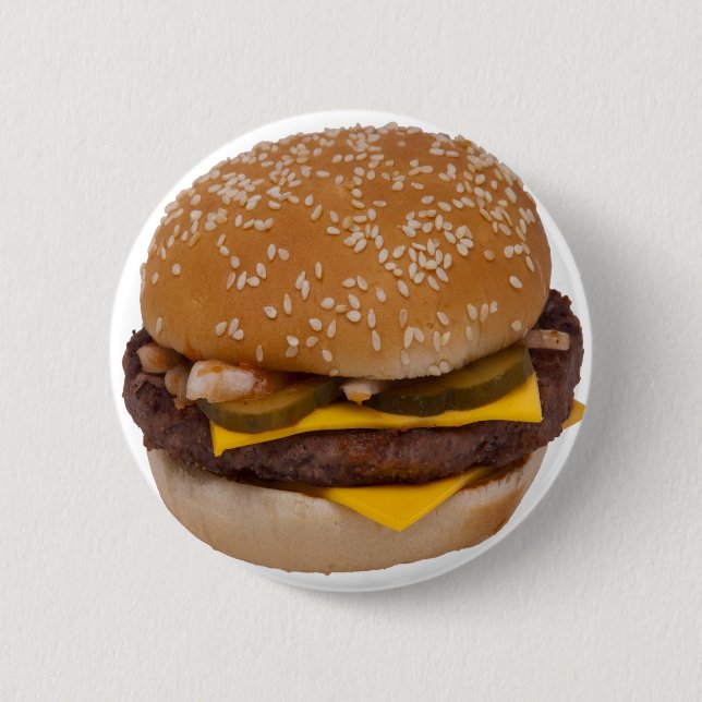 Cheeseburger på Sesame Seed Bun Knapp (Framsida)