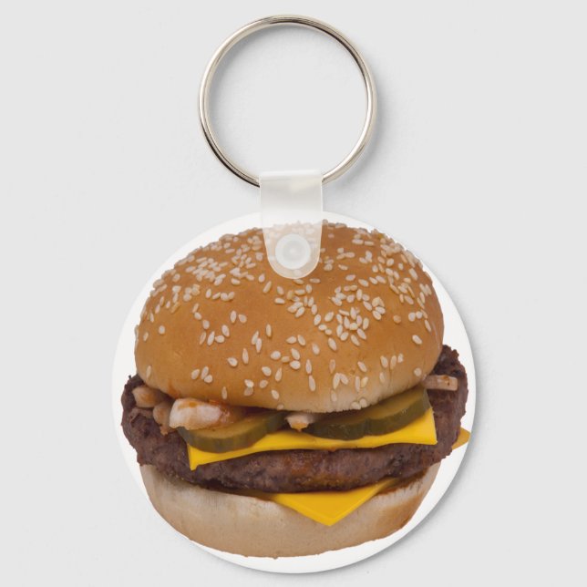 Cheeseburger på Sesame Seed Bun Nyckelring (Framsida)