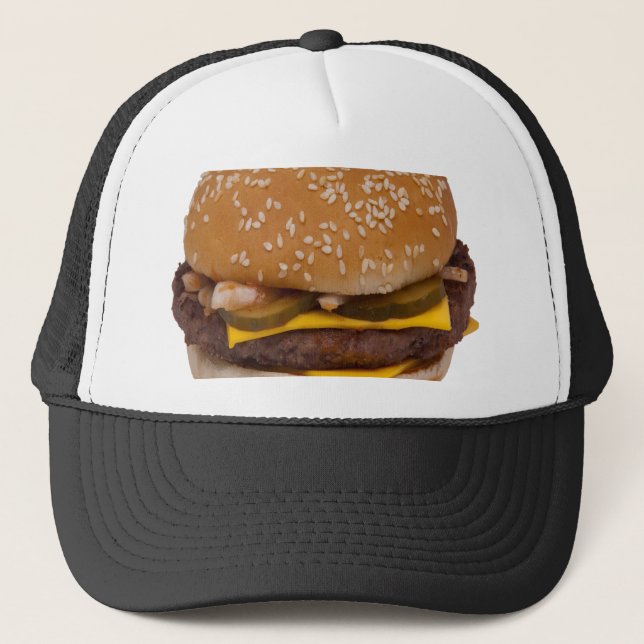 Cheeseburger på Sesame Seed Bun Truckerkeps (Framsida)