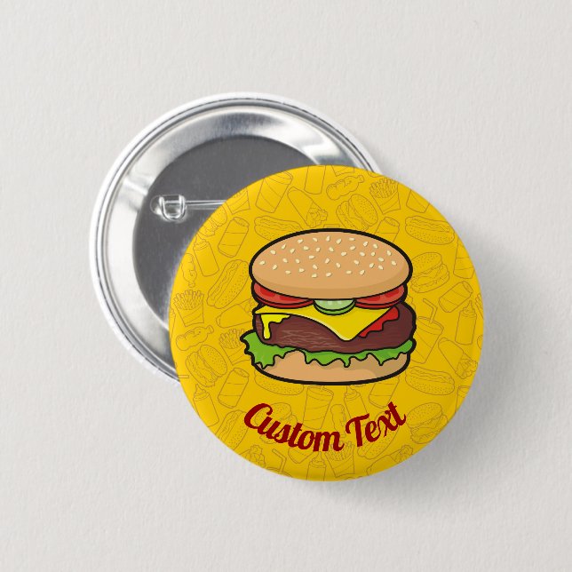 Cheeseburger Pinback Button Knapp (Framsida & baksida)