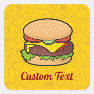 Cheeseburger Sticker Fyrkantigt Klistermärke
