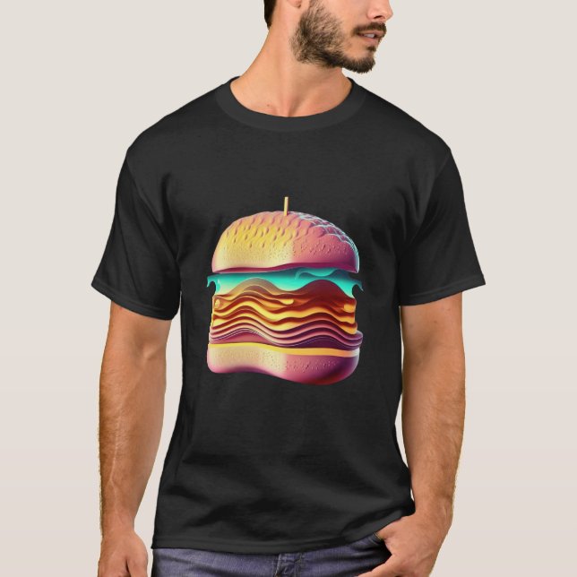 Cheeseburger Vaporwave Retrowave Aesthetic T Shirt (Framsida)