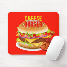 Cheeseburger with Chili Sauce Red Mousepad