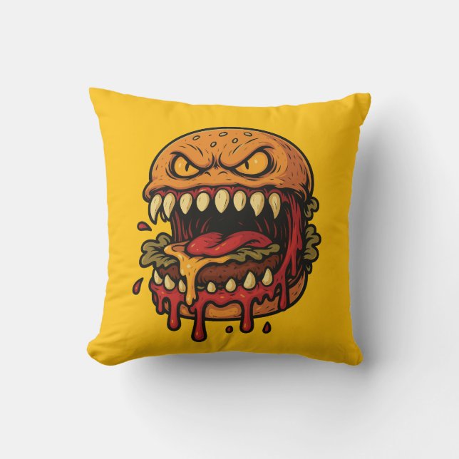 Cheeseburgermonster gul kudde (Framsida)