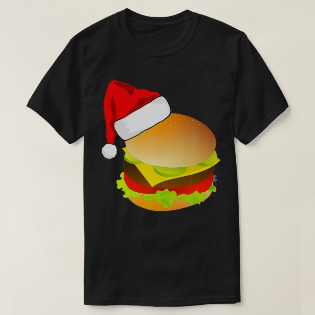 Cheeseburgers Hamburger Santa Hat Matching Christm T Shirt (Design framsida)