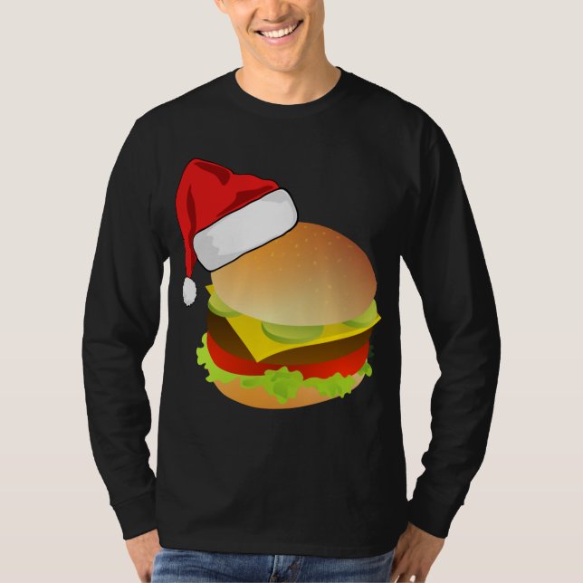 Cheeseburgers Hamburger Santa Hat Matching Christm T Shirt (Framsida)