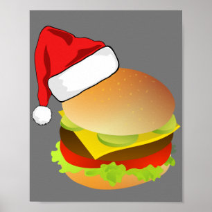 Cheeseburgers Hamburger Santa Hat Matching Julafto Poster