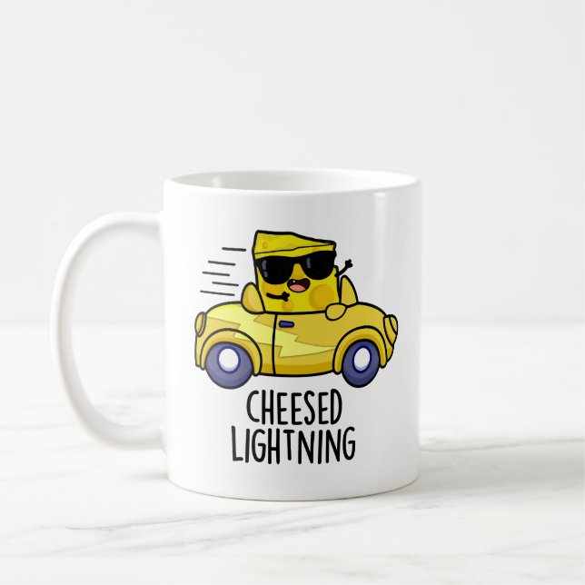 Cheesed Lightning Funny Cheese Pun Kaffemugg (Vänster)