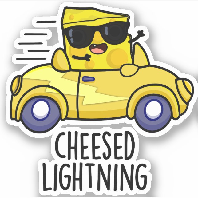 Cheesed Lightning Funny Cheese Pun Klistermärken (Framsida)