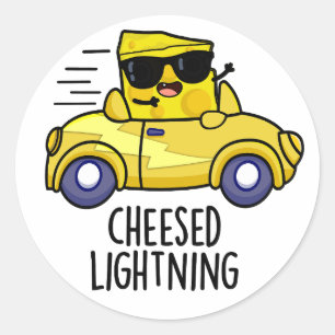 Cheesed Lightning Funny Cheese Pun Runt Klistermärke