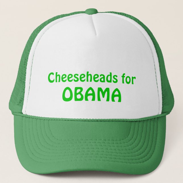 Cheeseheads för den Obama truckerkepsen, grönt Keps (Framsida)