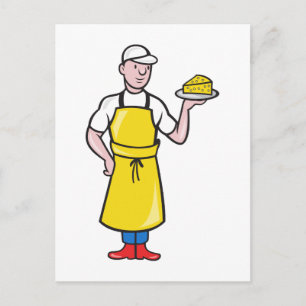 Cheesemaker Holding Plate of Cheese Vykort