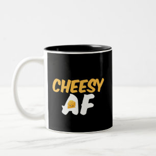 Cheesy AF Funny och Cute Cheese Älskare Två-Tonad Mugg