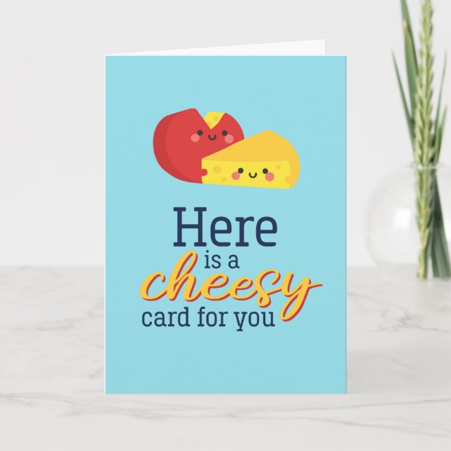 Cheesy Card Cute Cheese Pun Funny Valentine Day Helgkort (Framsida)