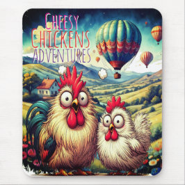 "Cheesy Chicken Balloon Adventure" Mouse Pad Musmatta