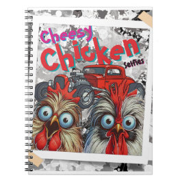 "Cheesy Chicken Selfies" Hot Rod Spiral Notebook Anteckningsbok