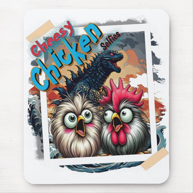 "Cheesy Chicken Selfies" Meets T rex Mouse Pad Musmatta (Framsidan)
